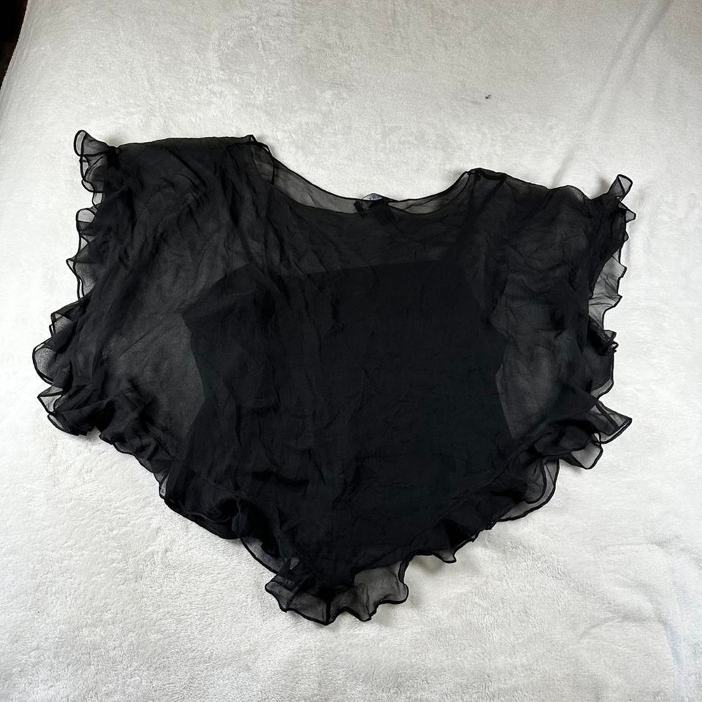 Spenser Jeremy 100% silk black poncho blouse with built in cami tank top y2k - Picture 4 of 4